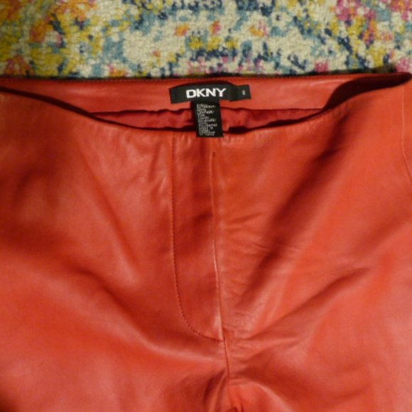 DKNY red leather pants Size 8 - Picture 2 of 5